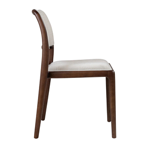 Silla de Comedor Moderna de Madera de Teca con Asiento y Respaldo Tapizados en Tela, Muebles Minimalistas de Madera Sólida para Restaurante, Cafetería, Hotel - Product Image 3