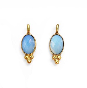 Pendentif breloque ovale en opalite 6x4 mm à sertir, pour création DIY - Product Image 1