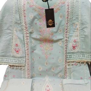 Robe de fête ethnique indienne prête à porter pour femmes, en soie georgette brodée, multicolores, salwar kameez non cousu - Product Image 1