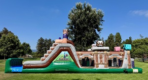 Tobogán Comercial con Temática de <span class=keywords><strong>Minecraft</strong></span>, Pista de Obstáculos, Escaleras de Escalada y Doble Tobogán para Fiestas Infantiles - Product Image 2