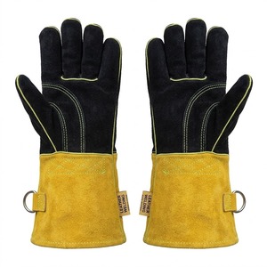 Gants de soudage industriels robustes en cuir de vachette pleine fleur avec manchette longue et doublure intérieure en polaire, résistants à la chaleur - Product Image 2