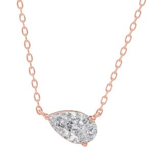 ลูกแพร์ตะวันออกตะวันตกสร้อยคอโซลิแทร์เพชรที่ปลูกในห้องปฏิบัติการสีเหลืองทอง10K สีขาวหรือสีโรสโกลด์ - Product Image 1