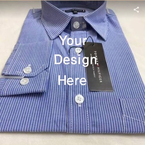 Camiseta formal con logotipo personalizado para hombre, estampado lavado con piedra de color sólido, cuello de banda, informal, manga larga, algodón, multicolor, de BD - Product Image 4