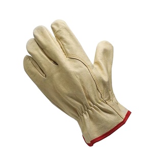 Gants de sécurité en cuir de porc et de chèvre, gants de travail protecteurs pour conducteurs avec manchette élastique et dos en coton - Product Image 4