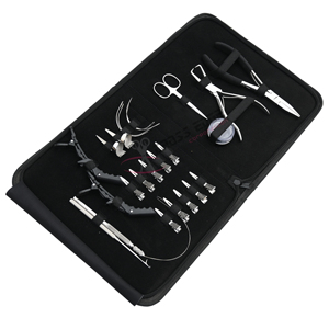 Kit de Herramientas para Extensiones de Cabello con Cuentas Planas Plateadas, Alicates de Crimpado, Alicates para Remover MicroAnillos, Caja para MicroAnillos y Set de Dedales para Separación de Cabello - Product Image 1