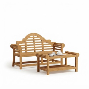 Ensemble de banc de jardin et table basse en teck massif de luxe - Mobilier de patio extérieur pour hôtel - Product Image 1
