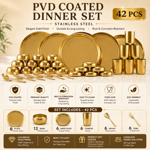 ชุดอาหารสแตนเลสเคลือบ PVD |   ชุดเครื่องครัวเคลือบทองหรูหรา 42 ชิ้น สำหรับใช้ในบ้าน โรงแรม ร้านอาหาร ของขวัญสำหรับเสิร์ฟอาหาร - Product Image 5