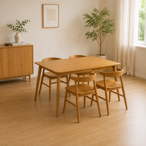 Ensemble de salle à manger ARTERRA, style scandinave moderne de luxe, table rectangulaire en teck avec chaises pour projet hôtelier - Product Image 6