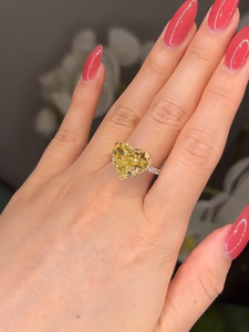 Bague de fiançailles de luxe en or massif 10 carats avec halo de diamants jaunes cultivés en laboratoire pour femme, bijoux de mariage - Product Image 6