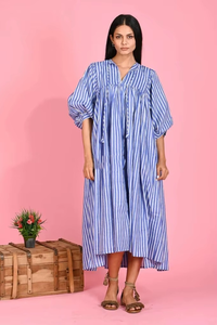 Robe en coton indien écologique faite à la main, confortable, décontractée pour l'été, tendance, imprimé en blocs, cadeau personnalisé pour la mariée - Product Image 2