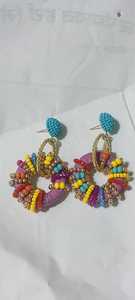 Handmade Glass Beaded <b>Necklace</b> <b>Statement</b> Collar with Gold Chain Multi Color Beads for Fashion Jewelry - Product Image 5