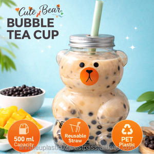 Bear Design 500ml PET <b>Plastic</b> Beverage <b>Packaging</b> Bottle with Aluminum Cap for Asia & America Export - Product Image 3