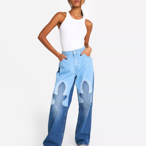 Custom Made New Style Women's Wide <b>Jeans</b> Pants Factory Manufacturer Casual Skinny Fit <b>with</b> Flat Front and Washed Technics - Product Image 5