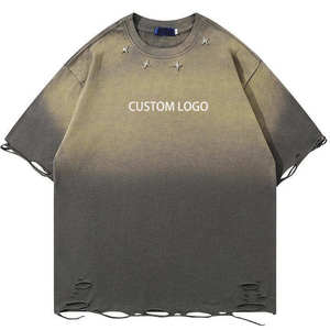 Fabricant de t-shirts surdimensionnés à effet délavé personnalisé, 100% coton, streetwear vintage, OEM, marque privée - Product Image 2