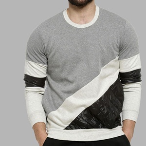 Sweat-shirt en molleton français pour homme, 300 GSM, patchwork coloré, col rond matelassé, fabricant de vêtements OEM - Product Image 1