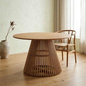 New Modern Minimalist <b>Round</b> Wood Dining <b>Table</b> Eco-Friendly Outdoor <b>Garden</b> Patio Furniture Indoor Kitchen Restaurant Desk Box Set - Product Image 3