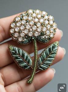 Elegante Broche Bordado con Cuentas Inspirado en la Naturaleza, con Cuentas Cosidas a Mano, Broche Bordado Floral Premium con Cuentas para Mujer - Product Image 5