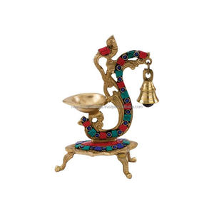 Hand-Carved Floral Brass Diya - Product Image 6