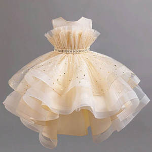 Vestido de Princesa Elegante al por Mayor para Niñas de 1 a 12 Años, Vestido de Fiesta de Lujo con Lentejuelas y Estrellas, Vestido de Dama de Honor de Satén y Tul con Flores - Product Image 3