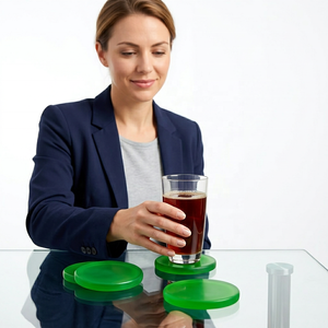Round Resin Eco-Friendly Handmade <b>Coaster</b> Set Green Non-Slip 10cm Diameter Modern Table Pads by the Handmade Collection - Product Image 1