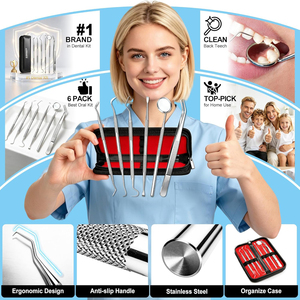Professional Dental Pick <b>Teeth</b> Cleaning Hygiene Kit | Stainless Steel Plaque Remover & <b>Tooth</b> Tartar <b>Scraper</b> Set with Cas - Product Image 6
