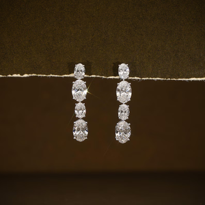 Élégantes boucles d'oreilles pendantes ovales en diamant de laboratoire, 5,95 carats de poids total, diamants certifiés, bijoux de mariage, boucles d'oreilles de déclaration - Product Image 1