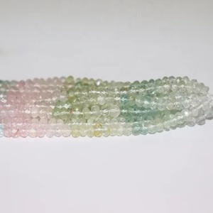 Perles de Rondelle à Facettes Multi Aquamarine Naturelle 4-4.5mm 13 pouces Brin de Perles d'Aigue-Marine pour la Fabrication de Bijoux - Product Image 1