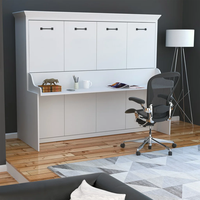 Pindel Handicraft Bureau-lit multifonction réglable avec armoire dissimulée |   Lit mural pliable blanc |   Design moderne et peu encombrant |