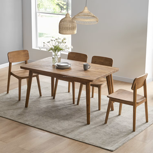 Juego de Comedor Moderno de Madera, 5 Piezas, Sillas con Respaldo Sólido, Mesa Rectangular, Estilo Escandinavo, Muebles Duraderos para el Hogar - Product Image 1