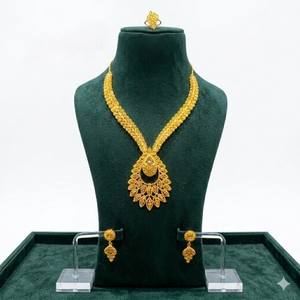 Juego de Collar de 4 Piezas de Latón y Cobre Chapado en Oro de 24K de Alta Calidad Hecho a Mano para Mujer, Joyería Elegante para Bodas y Fiestas - Product Image 1