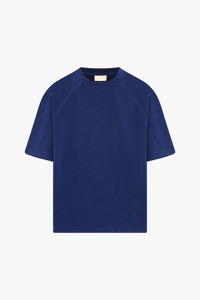 Camiseta Oversize Azul Marino para Hombre, Corte Cuadrado, Hombros Caídos, Manga Corta, Algodón Transpirable, Logotipo Personalizado, Ropa Casual, Suministro al por Mayor - Product Image 4