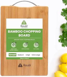 Tabla de cortar redonda de bambú con mango, tabla de cortar gruesa ecológica para carne y verduras - Product Image 4