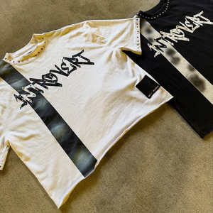 <b>Mens</b> Graphic Streetwear T Shirt Introvert Print <b>Studded</b> Design Oversized Casual Cotton Hip Hop Trendy Summer Tee - Product Image 2