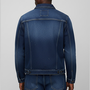 Chaqueta Larga de Mezclilla para Hombre, Color Azul Oscuro, Estilo Vintage de Invierno, Personalizable, Ropa de Calle de Alta Calidad, Precio al por Mayor - Product Image 3