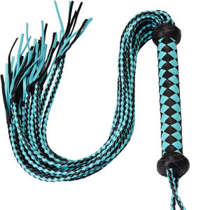 Fouet d'équitation professionnel en cuir véritable tressé à 36 brins et 9 queues, fabriqué à la main par SPALL JP SPORTS, en cuir de vachette. - Product Image 1