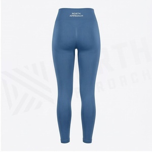 High Waist Full Length <b>Seamless</b> <b>Leggings</b> Solid Blue Spandex Polyester Women's Yoga Wear - Product Image 2
