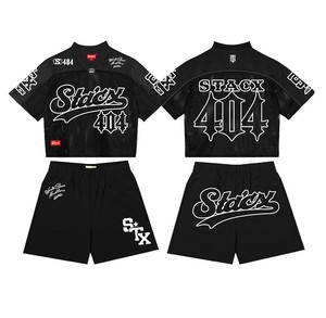 Ensemble survêtement décontracté deux pièces en molleton de coton, sweat-shirt et short surdimensionnés personnalisés 2026, style streetwear - Product Image 2