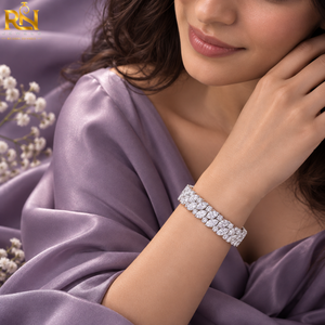 Pulsera de tenis con diamantes de laboratorio redondos y marquise en alternancia |   Anillo de Oro Macizo con Diseño Floral de Enredadera 9K 14K 18K Joyería Fina de Lujo - Product Image 3