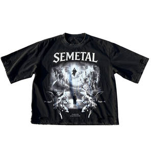 T-shirts Oversize Graphiques Vintage Streetwear en Coton Lourd, Impression Personnalisée, 100% Coton, Délavé à l'Acide, Coupe Boxy Courte pour Homme 2026 - Product Image 1