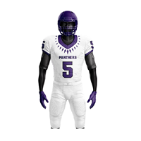 Uniforme de Fútbol Americano de los Panthers, Conjunto de Camiseta y Pantalones Blancos y Morados para Hombre, Cuello en V, Manga Corta, Absorbe la Humedad, 100% Poliéster
