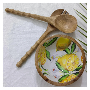 Stylish Wooden Salad Server Restaurant Use Spoon & Fork Set Modern Cutlery Flatware Beautiful Wooden Salad Server Serving <b>Table</b> - Product Image 5