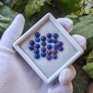 Lot de perles de bijoux certifiées en lapis-lazuli naturel, cabochons ronds calibrés, pierres précieuses brutes non traitées - Product Image 5