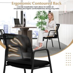 Juego de 2 Sillas Ergonómicas de Oficina para Invitados con Respaldo de Malla para Salas de Espera - Product Image 6