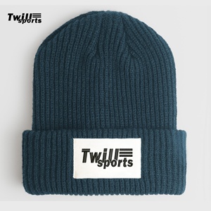 Gorro de Invierno Cálido a Cuadros de Color Sólido Twill-Sports TB-6023, Etiqueta Tejida con Logotipo Personalizado, Gorro de Punto Grueso de Acrílico con Botón, Unisex - Product Image 1