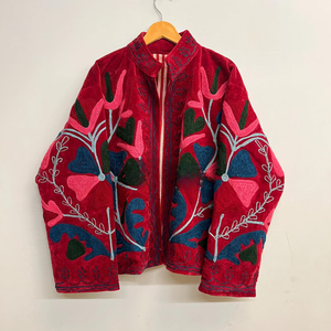 Maroon Velvet <b>Jacket</b> for Women Premium Handcrafted Kashmiri Style Floral Aari Embroidery Work Elegant Ethnic Winter Wear <b>Jacket</b> - Product Image 5