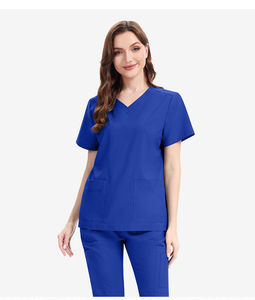 Nouveaux ensembles de tenues d'infirmière pour femmes 2026 : Haut à col en V et pantalon jogger en tissu tricoté Spandex/Polyester avec détection d'aiguilles - Product Image 4