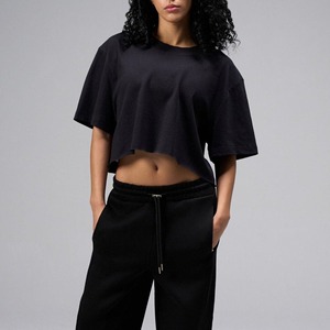 Women's Versatile Longline CropTop Short Sleeve Cropped T-Shirt Slim Fit Loose for Work Sports Solid for Autumn - Product Image 3