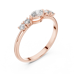 Bague de fiançailles en or rose avec sept pierres de moissanite taille marquise pour femme, bague minimaliste pour mariage, anniversaire ou promesse - Product Image 4
