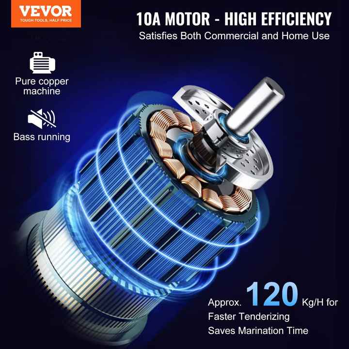 Commercial 450W Electric Meat Tenderizer Machine Heavy Duty Stainless Steel Kitchen Tool Handle Fish Tenderizer Includes