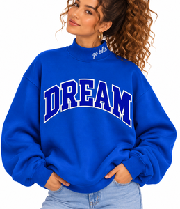Women’s Custom Oversized <b>Mock</b> Neck Pullover Sweatshirt Embroidered Letter Applique Wholesale Private Label Clothing - Product Image 6
